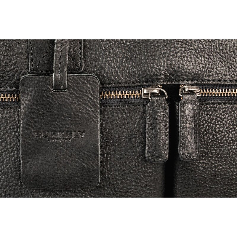 Dámská kožená taška na notebook Burkely 2-ZIP černá