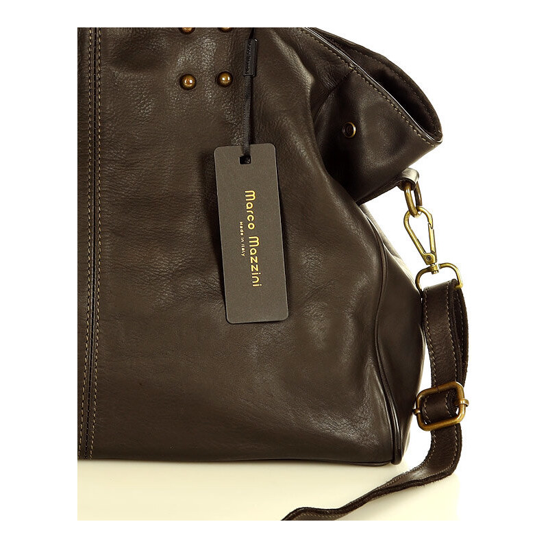 Marco Mazzini handmade Kožená kabelka přes rameno Mazzini M94 tmavě hnědá