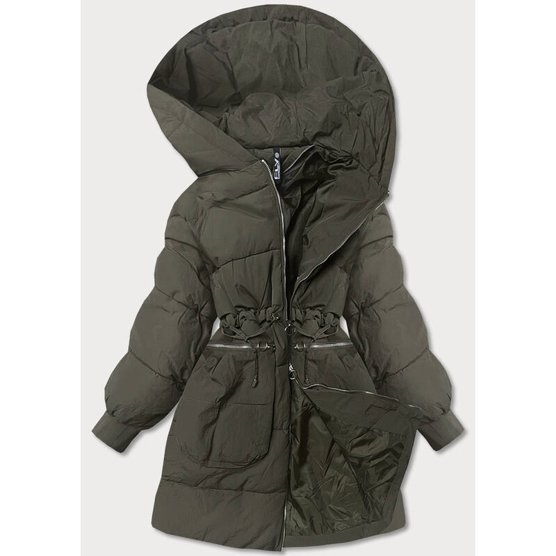 FLY LUXURY Dámská zimní bunda nadměrné velikosti v barvě khaki (736art 108249974