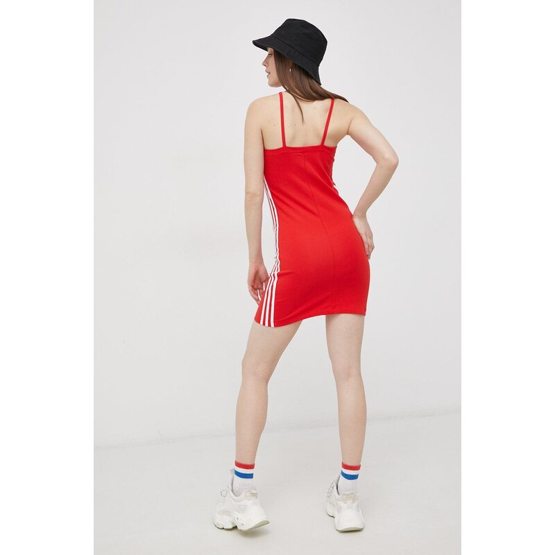 Šaty adidas Originals HC2037 červená barva, mini, přiléhavé, HC2037-VIVRED