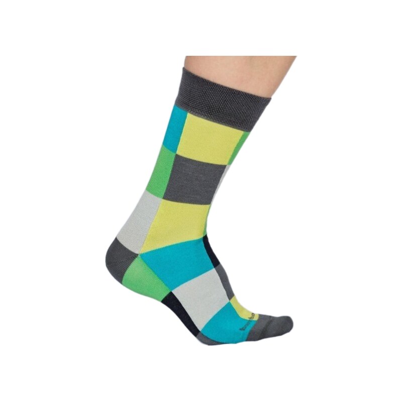 BX-CUBE barevné bambusové ponožky BAMBOX Tm. šedá / Zelená 39-42