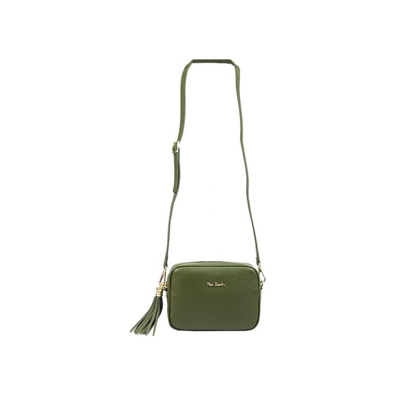Kožená crossbody kabelka Pierre Cardin zelená L1501