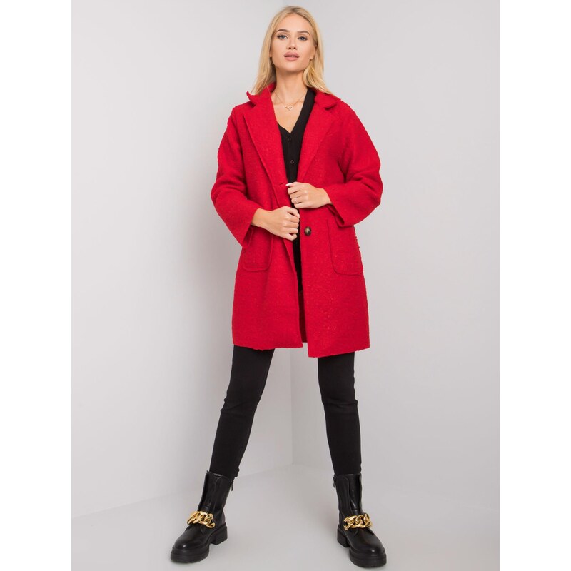 Fashionhunters OH BELLA Červený bouclé kabát
