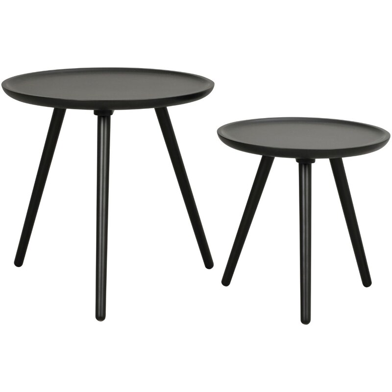 Set dvou černých lakovaných odkládacích stolků ROWICO DAISY 50/40 cm