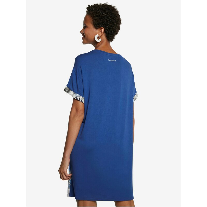 Modré květované šaty Desigual Vest Solimar - Dámské