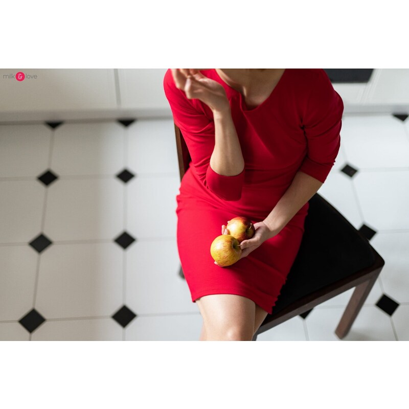milk & love Kojící šaty Milky Dress Red LS