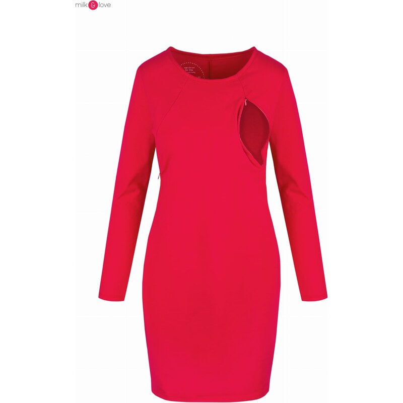 milk & love Kojící šaty Milky Dress Red LS