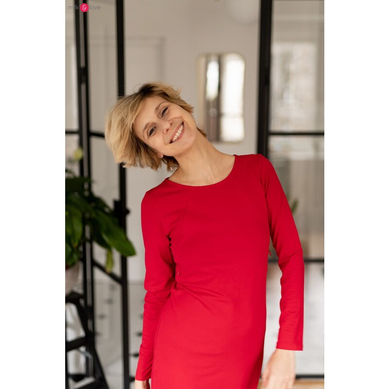 milk & love Kojící šaty Milky Dress Red LS