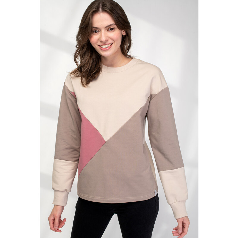 MAMBI Kojicí mikina Iris Colorblock karamelová