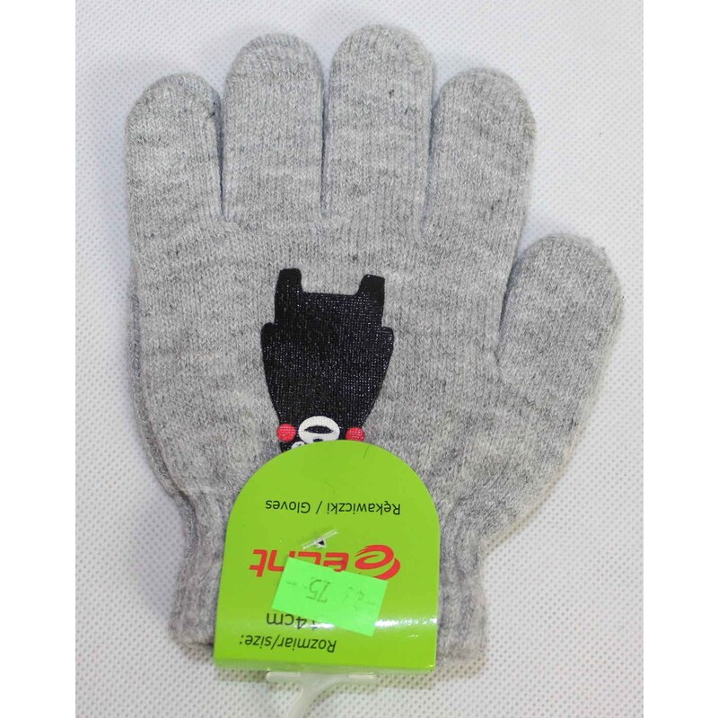 Echt Dětské prstové rukavice - šedé - medvěd - 14 cm