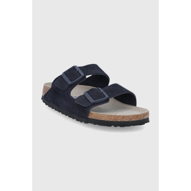 Semišové pantofle Birkenstock Arizona dámské, tmavomodrá barva, 1020716-Midnight