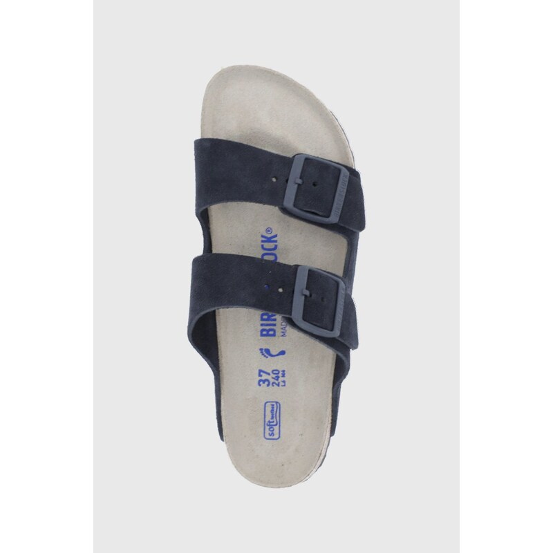 Semišové pantofle Birkenstock Arizona dámské, tmavomodrá barva, 1020716-Midnight