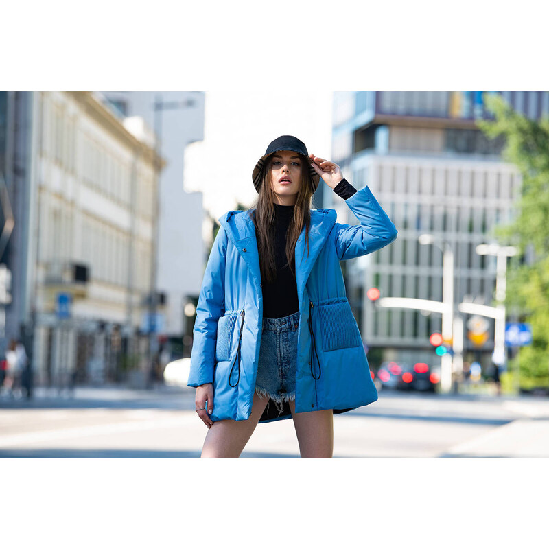 Ann Gissy Světle modrá dámská bunda s kapucí (HO-22)