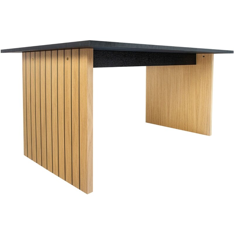 Dubový jídelní stůl Woodman Stripe 160x90 cm s černou deskou