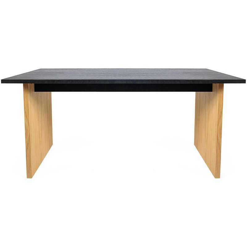 Dubový jídelní stůl Woodman Stripe 160x90 cm s černou deskou