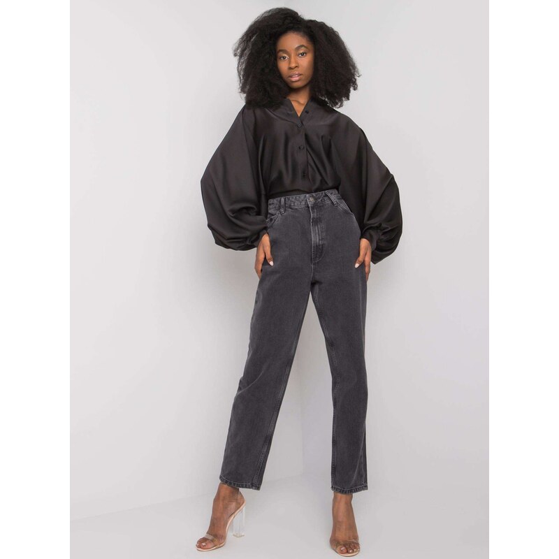 Fashionhunters Černé dámské džíny s vysokým pasem od Daniely RUE PARIS