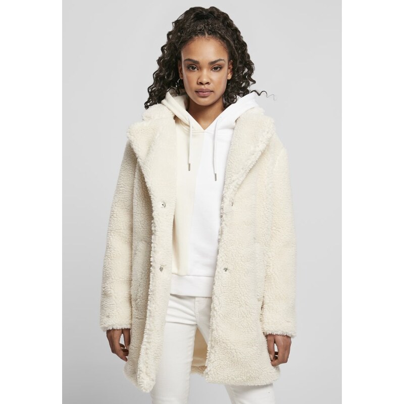 URBAN CLASSICS Kabát Ladies Oversized Sherpa Coat - whitesand