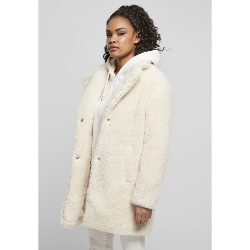 URBAN CLASSICS Kabát Ladies Oversized Sherpa Coat - whitesand