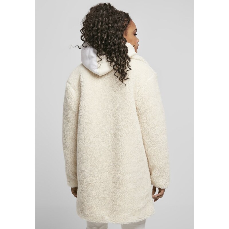 URBAN CLASSICS Kabát Ladies Oversized Sherpa Coat - whitesand