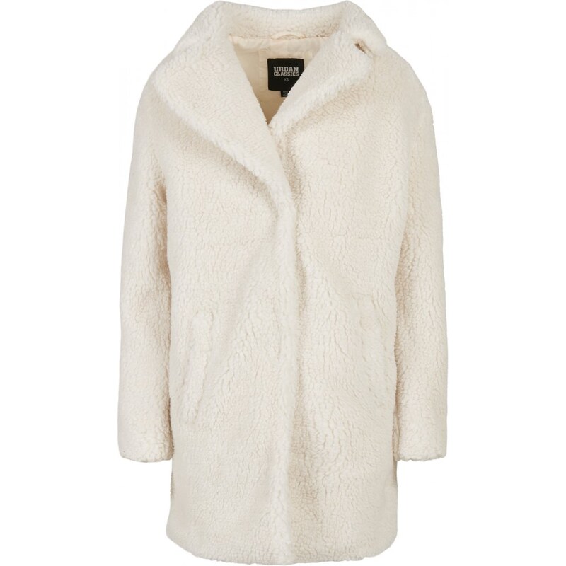 URBAN CLASSICS Kabát Ladies Oversized Sherpa Coat - whitesand