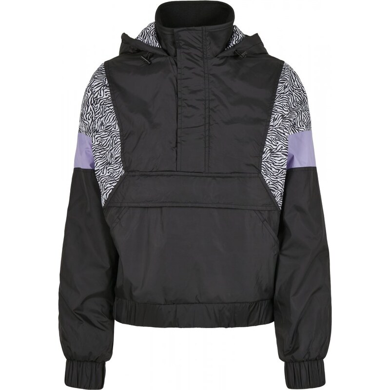 URBAN CLASSICS Ladies AOP Mixed Pull Over Jacket - black/zebra