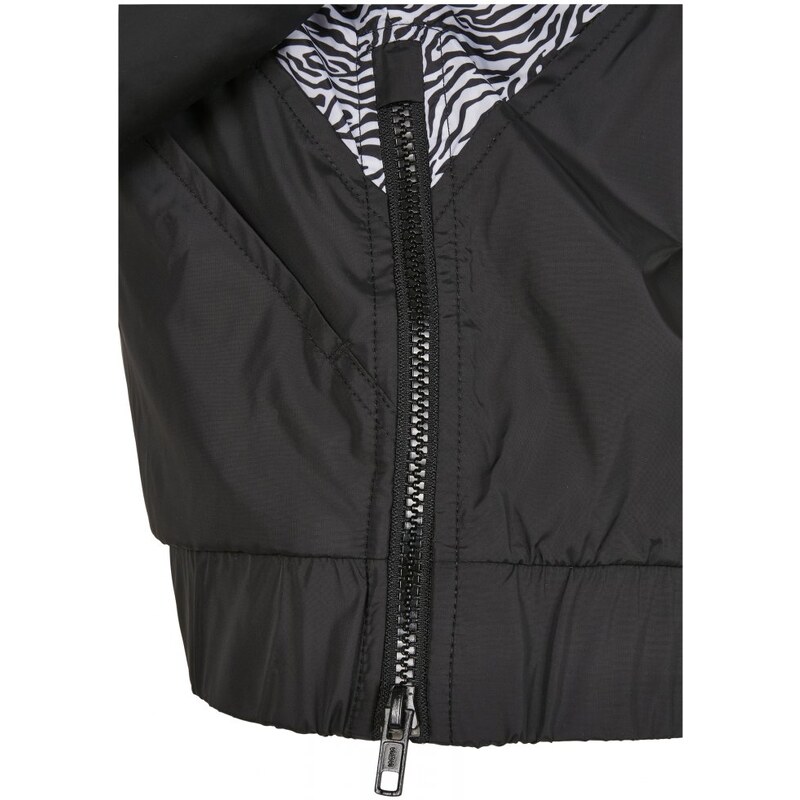 URBAN CLASSICS Ladies AOP Mixed Pull Over Jacket - black/zebra