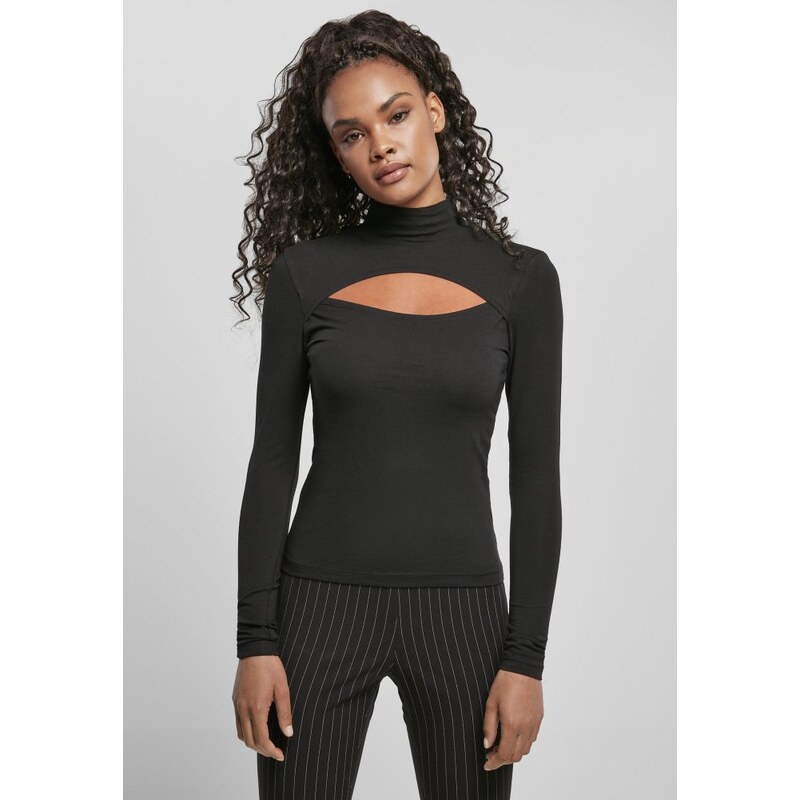 URBAN CLASSICS Ladies Cut-Out Turtleneck Longsleeve - black