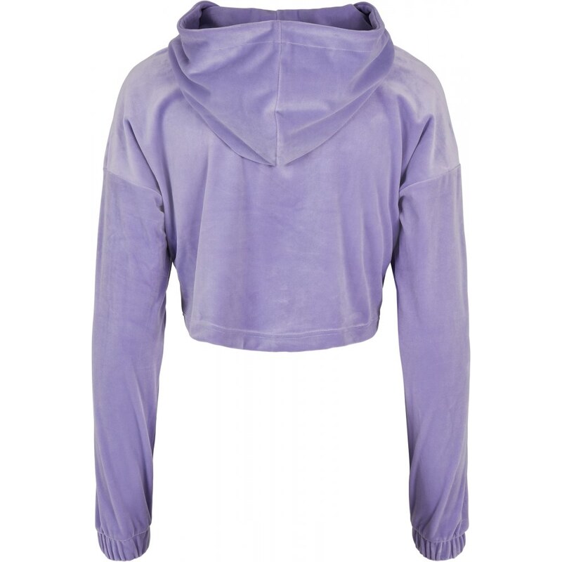 URBAN CLASSICS Ladies Cropped Velvet Oversized Hoody - lavender