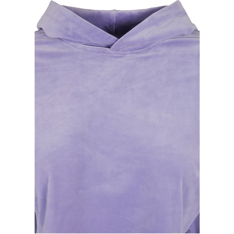 URBAN CLASSICS Ladies Cropped Velvet Oversized Hoody - lavender