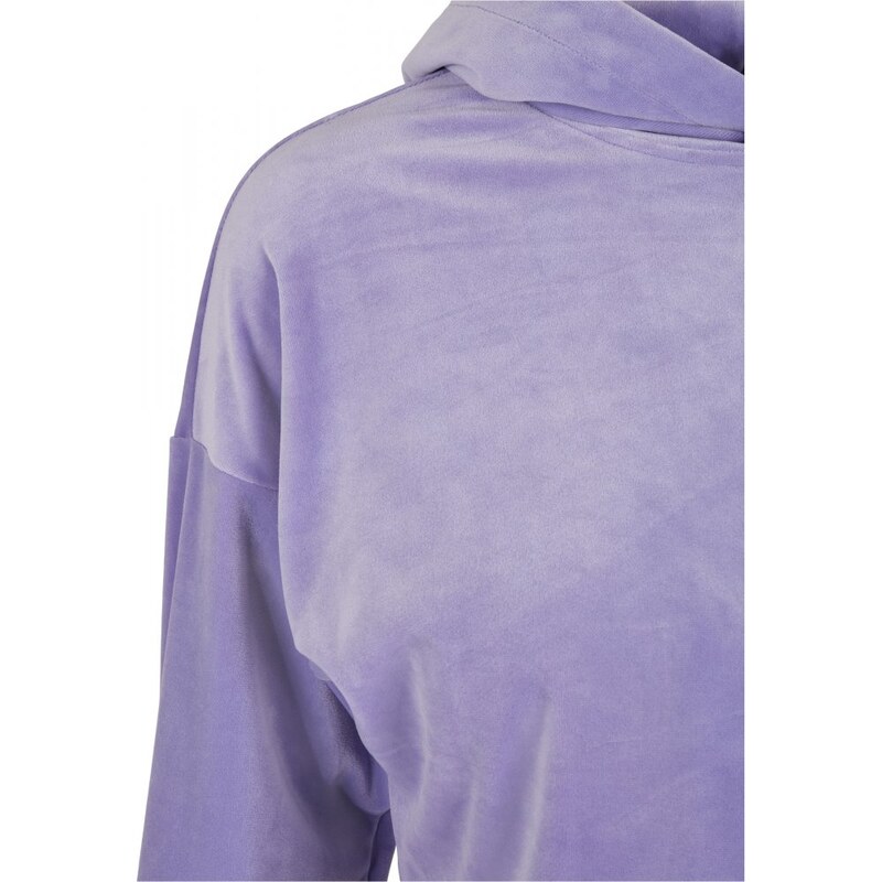 URBAN CLASSICS Ladies Cropped Velvet Oversized Hoody - lavender
