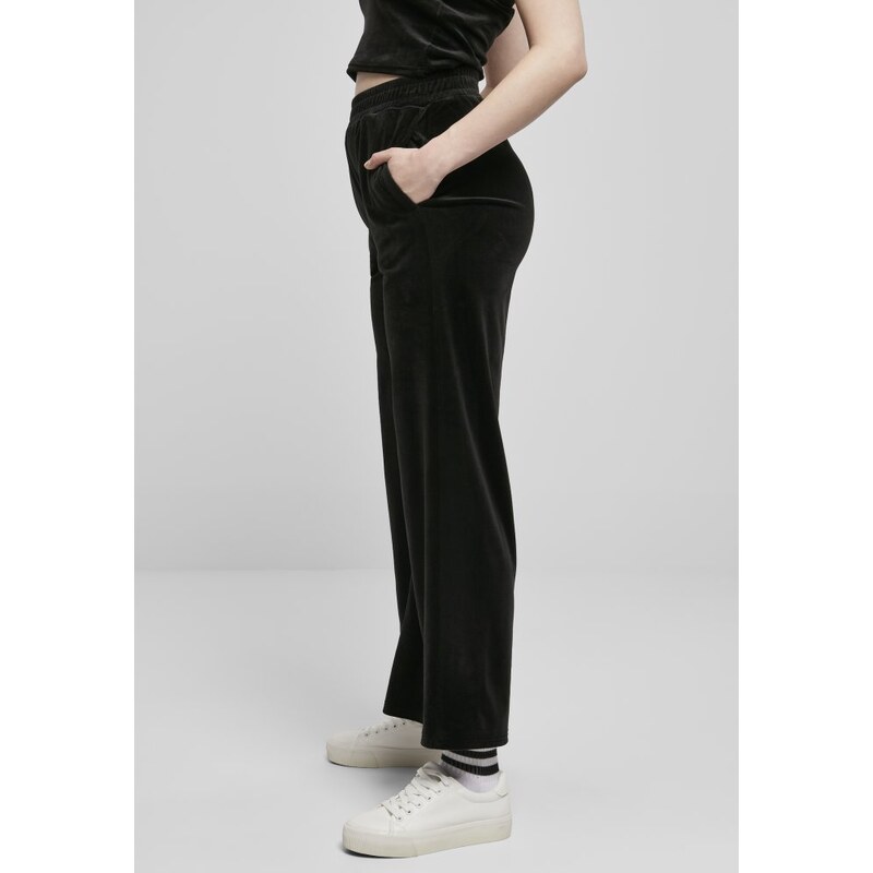 Dámské tepláky Urban Classics Ladies High Waist Straight Velvet Sweatpants - černé