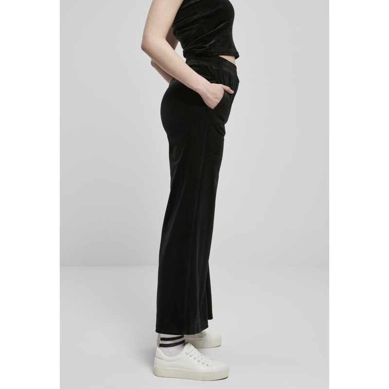 Dámské tepláky Urban Classics Ladies High Waist Straight Velvet Sweatpants - černé