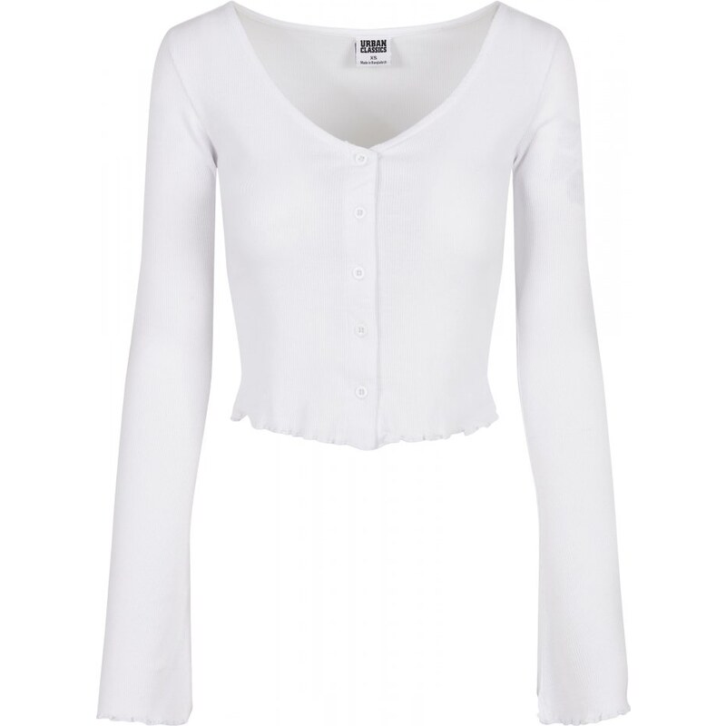 URBAN CLASSICS Ladies Cropped Rib Cardigan - white