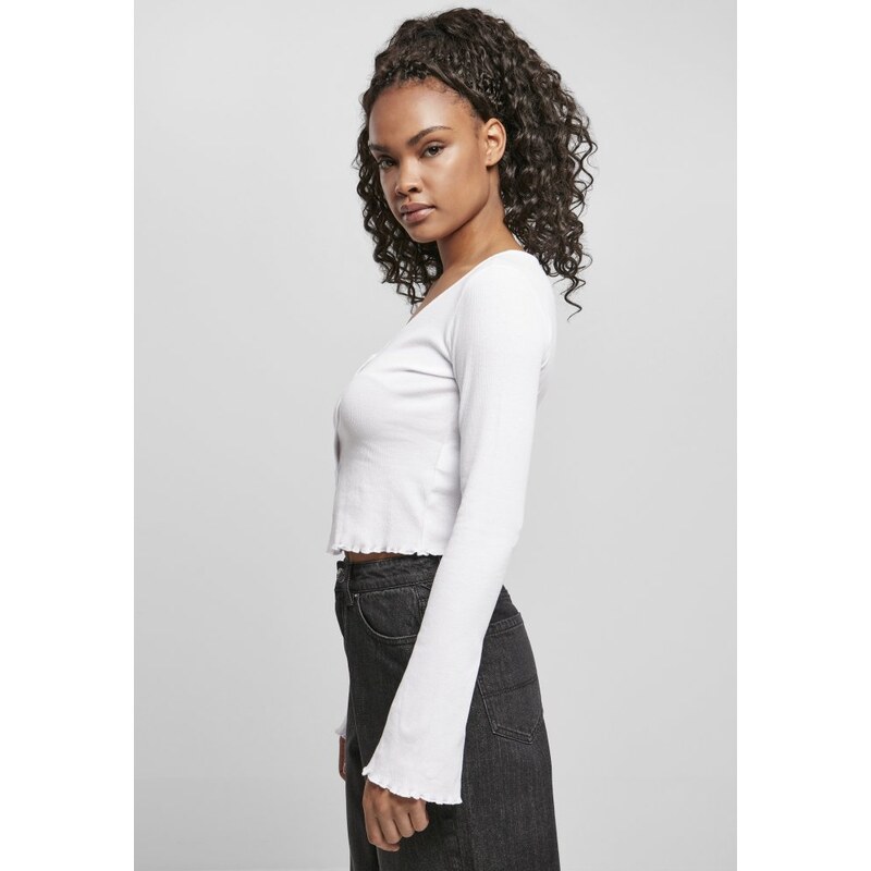 URBAN CLASSICS Ladies Cropped Rib Cardigan - white