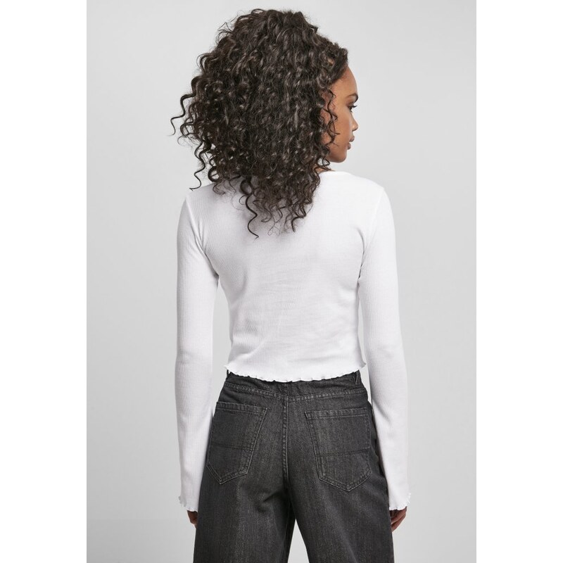 URBAN CLASSICS Ladies Cropped Rib Cardigan - white