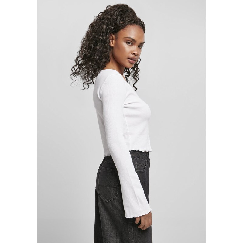 URBAN CLASSICS Ladies Cropped Rib Cardigan - white