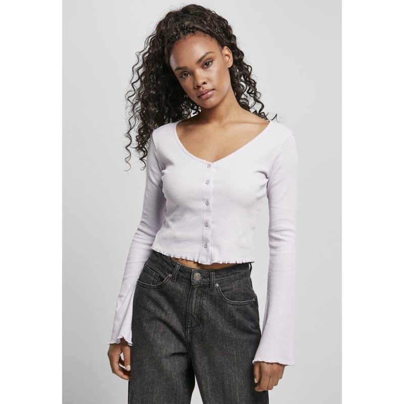 URBAN CLASSICS Ladies Cropped Rib Cardigan - softlilac