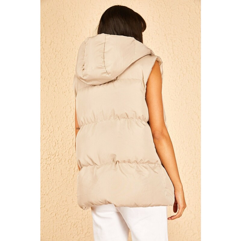 Bianco Lucci Puffer Vest Hooded Puffer Vest Hooded Sleeveless Puffer Vest Coat