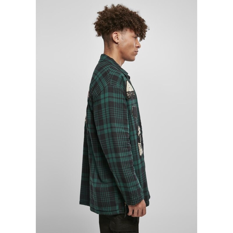 URBAN CLASSICS Pánská bunda Southpole Flannel Application Shirt - zelená