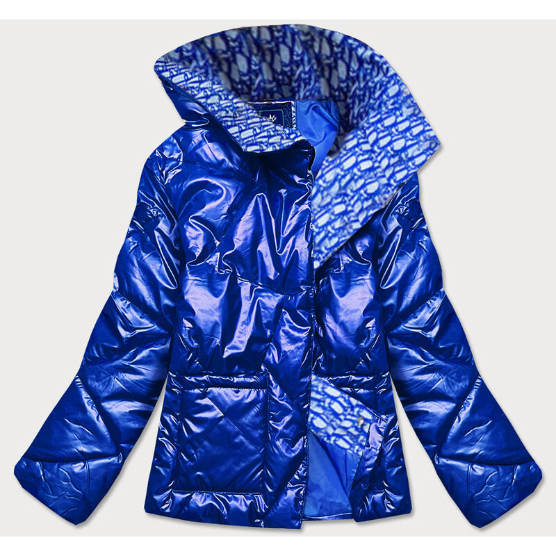 Ann Gissy Světle modrá dámská bunda s leskem (OMDL-023)