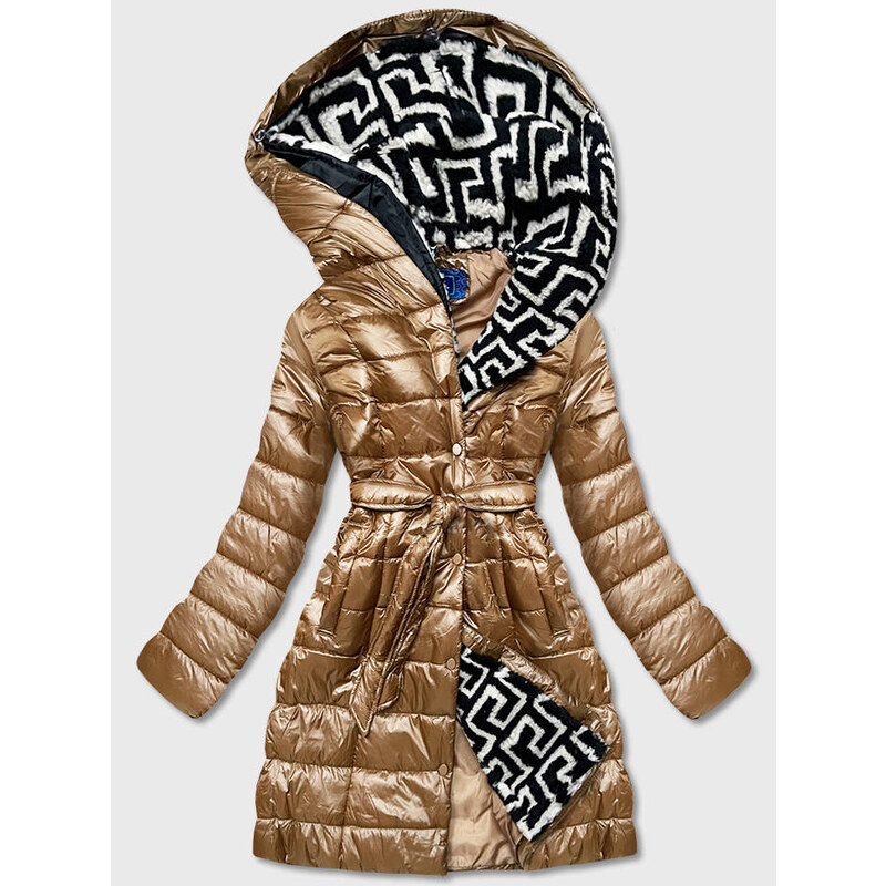Ann Gissy Lehká hnědá dámská zimní bunda se zateplenou kapucí (OMDL-019)