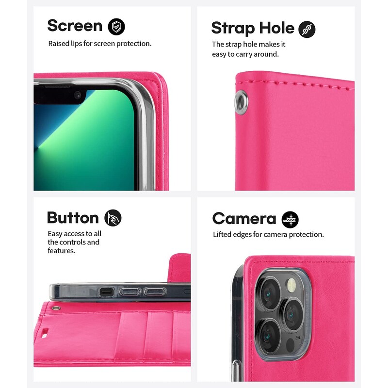 Ochranné pouzdro pro iPhone 13 Pro MAX - Mercury, Bluemoon Diary HotPink