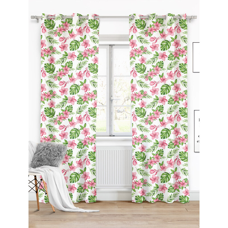 Edoti Curtain with flower Monstera 140x250 A497