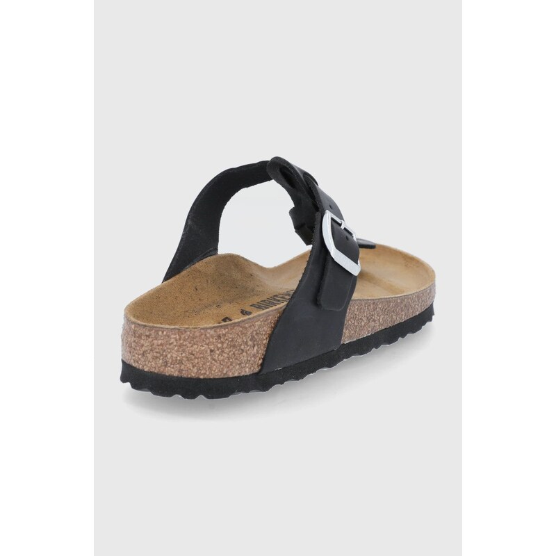 Kožené žabky Birkenstock Gizeh Braided dámské, černá barva, na plochém podpatku