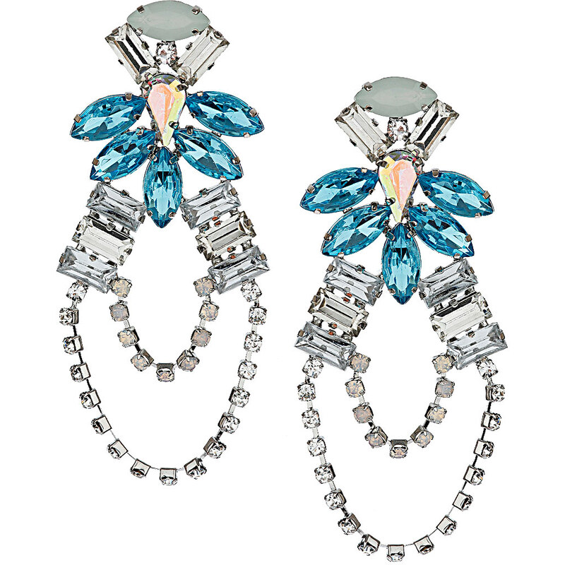 Topshop Premium Rhinestone Flower Drop Earrings