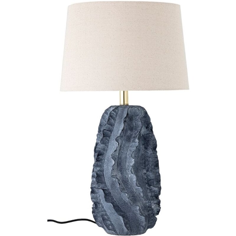 Modrá terakotová stolní lampa se lněným stínidlem Bloomingville Natika