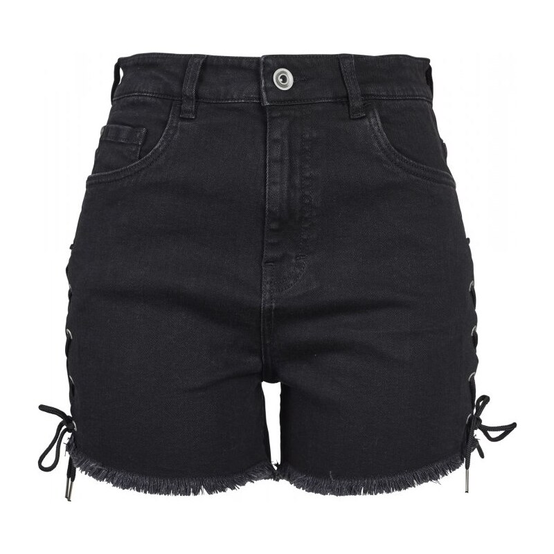 URBAN CLASSICS Ladies Highwaist Denim Lace Up Shorts