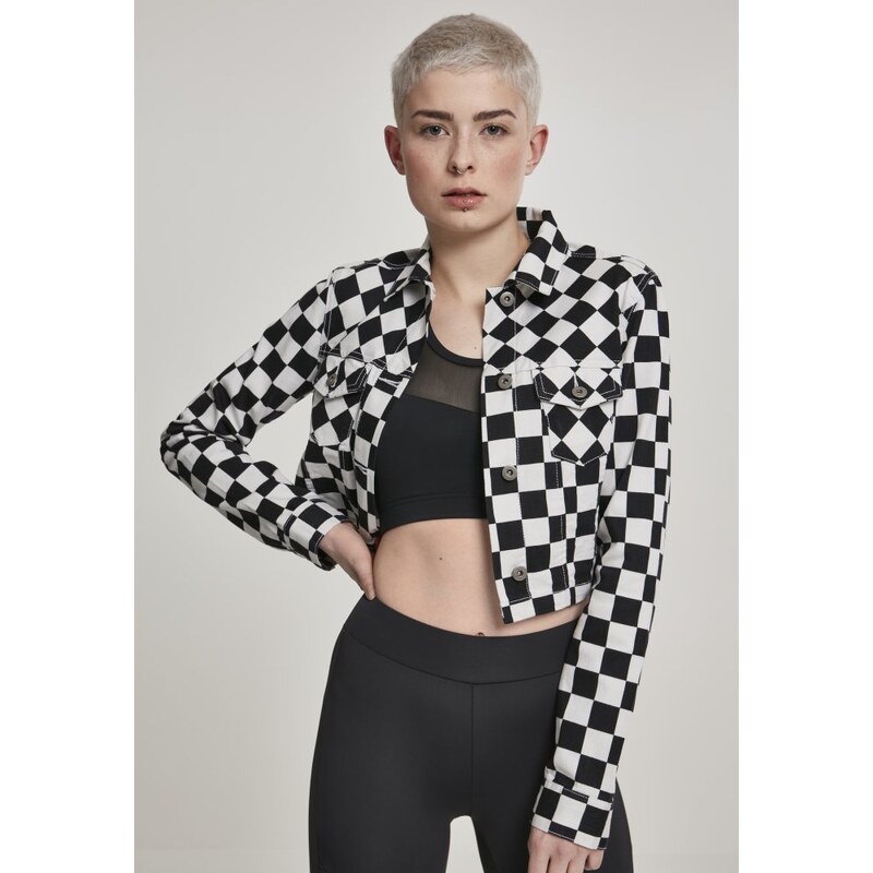 URBAN CLASSICS Ladies Short Check Twill Jacket