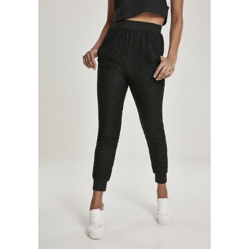 URBAN CLASSICS Ladies Lace Jersey Jog Pants