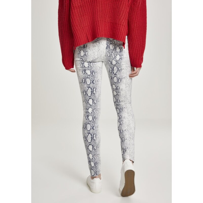 Dámské kalhoty Urban Classics Animal Stretch Twill Skinny - bílé